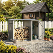 9x3.5FT Metal Garden Tool Storage Shed Outdoor Lockable Bike Bin House W/ Awing