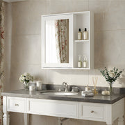 Bathroom Wall Cabinet Storage Cupboard with Mirror Wooden Shelves White