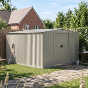10 x 8FT Garden Shed Metal Apex Roof Outdoor Storage House With Free Foundation