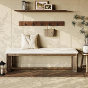 63-Inch Modern Solid Wood Entryway Bench with Upholstered Cushion for Hallway