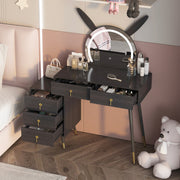 Dressing Table with LED Light Mirror Vanity Desk Makeup Table 5 Drawers Cabinet