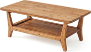 47-Inch Solid Wood Coffee Table Modern Center Table with Storage for Living Room