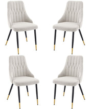 4 Velvet Dining Chairs Gold Tip Legs Beige Grey Blue Black velvet luxury