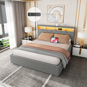 NEW OTTOMAN STORAGE UPHOLSTERED BED FRAME 4FT6 DOUBLE WITH USB PORT & LED LIGHT