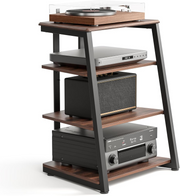 FITUEYES HiFi Rack Record Player Turntable Stand 4 Tier Walnut Audio Stand