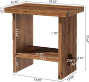 Modern Solid Wood Side Table Small Narrow End Table with Storage for Living Room