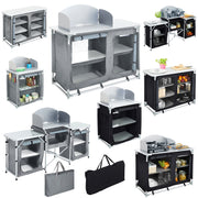Outdoor Camping Kitchen Cupboard Cook Table Folding Storage Unit Shelf w Handbag