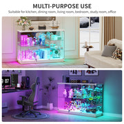 5-Tier Lighted Curio Display Cabinet Lockable Glass Door 12 LED Modes Sensor