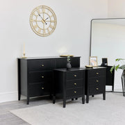 Large 3 Drawer Chest of Drawers Pair of Bedside Tables black bedroom set