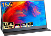15.6'' Portable Monitor - 1080P HDR Travel Screen with Smart Cover & Speakers