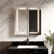 Bathroom Mirror Cabinet 600×700mm with LED Light Demister Shaver Socket Dimmable