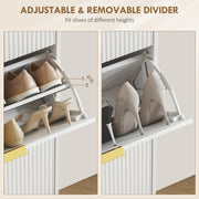 Slim Shoe Storage Cabinet with 3 Flip Drawers for Hallway, White