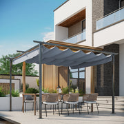 3.5x3.5M Pergola Gazebo Backyard Porch Awning Retractable Canopy Refurbished