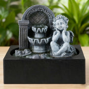 Feng Shui Water Feature Angel Indoor Tabletop LED Fountain Waterfall Home Decor