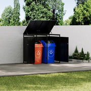 Dual Wheelie Bin Storage Metal Store Cover Garden Rubbish Dustbin 2 Shed Shelter