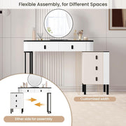 Dressing Table with LED Lights Mirror Stool 5 Drawers Vanity Makeup Desk Set