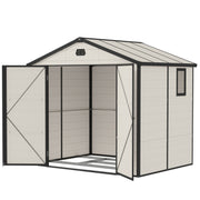 Outsunny 8 x 6ft Garden Shed Storage w/ Foundation Kit, Vents, Cream White