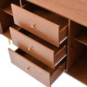 Large 150 cm Modern Rattan Sideboard 2 Door 3 Drawer Metal Legs for Living Room