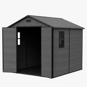 8x8FT Plastic Garden Shed Outdoor Tool Storage House with Floor & Lockable Doors