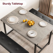 Kitchen Dining Table Set 3 Piece with 2 Upholstered Benches Space Saving Design