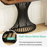 39-Inch Small Industrial Console Table Entryway Table with Geometric Metal Base