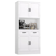 Kitchen Pantry Cupboard, 180 cm Tall Storage Cabinet with Countertop, 4-door