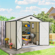 Outsunny 8 x 6ft Garden Shed Storage w/ Foundation Kit, Vents, Cream White