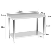 Commercial Catering Work Top Table Stainless Steel Bench Kitchen Food Storage