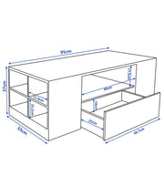 White High Gloss Rectangular Coffee Table LED Lights Storage 2 Drawers 95x55