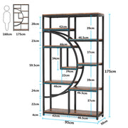 Industrial 5-Tier Etagere Bookcase Freestanding Tall Bookshelf w/ 9 Open Storage