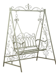 Cream Metal Swing Chair Garden Hammock 2 Seater Patio Bench