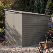 4.6 x 9 FT Metal Outdoor Storage Shed Lockable Double Door Steel Garden House