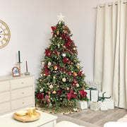 Set of 3 Burgundy Velvet Poinsettia Floral Tree Decorative Picks 22cm Red Flower