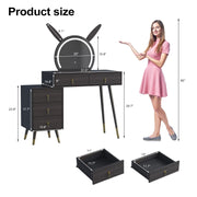 Dressing Table with LED Light Mirror Vanity Desk Makeup Table 5 Drawers Cabinet