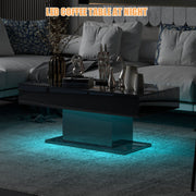 LED Coffee Table High Gloss Rectangle Center Table Modern Living Room Furniture
