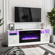 178cm White TV Stand Unit Cabinet with Electric Fireplace & 12 Colour LED Light