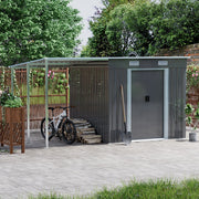 5.5 X 5.5FT Metal Garden Shed Tools Bikes Storage House Shelter with Side Canopy