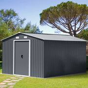 12X10FT Metal Steel Garden Shed Apex Roof W/ Barn Tool Storage House Ventilation