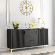 TV Unit Sideboard TV Stand Cabinet Cupboard Storage Unit Black Loft Retro 140cm