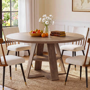 47.24'' Round Dining Table Farmhouse Wooden Kitchen Table with Storage for 4-6