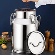 Stainless Steel Milk Churn Can Container Ghee Pot with handle&lid Large Capacity