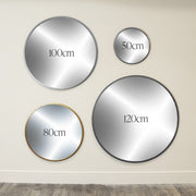 Large Round Gold Framed Wall Mounted Mirror
