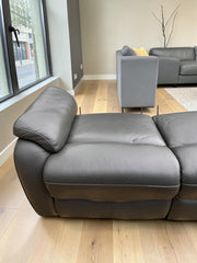 Fletcher Dark Grey Leather Power Reclining 2 Seater Sofa Power Headrest USB
