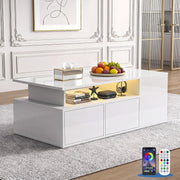 Led High Gloss Coffee Table With 2 Push Latch Open Drawers, Modern Centre Wlavvc