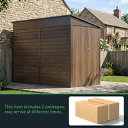 4.6 x 9ft Garden Storage Shed 3D Wood Grain Metal Outdoor Sheds Lockable House