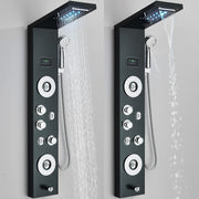 LED Shower Panel Column Tower System Stainless Steel Body Jet Twin Head Rain Set
