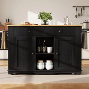 Kitchen Island Cart !SALE! Black Rolling Storage Cabinet Drop Leaf Power Outlet