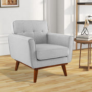 Modern Accent Chair Upholstered Linen Fabric Armchair w/ Cushion