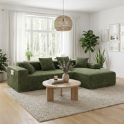 JUMBO CORD MODULAR L SHAPE CORNER SOFA 4 SEATER FURNITURE SETTEE SUITE POUFFE UK