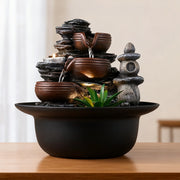 Water Feature Indoor Tabletop LED Sound Fountain Waterfall Home Decor 3 Bowls